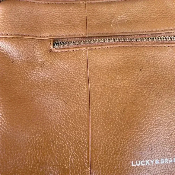 Lucky Brand Leather Cognac Brown Crossbody Purse Bag - Picture 3 of 11